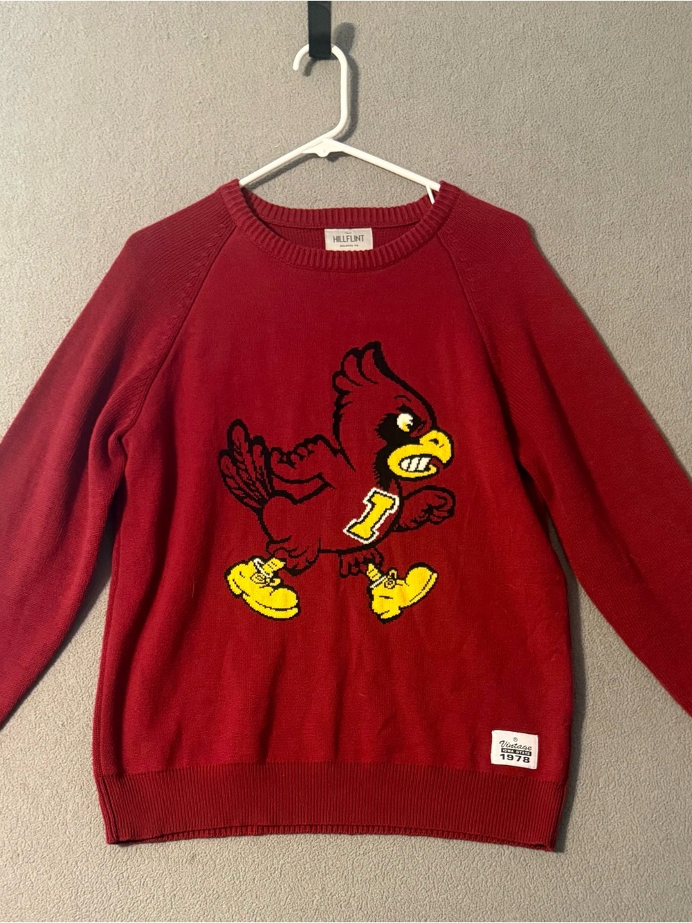 Vintage Hillflint Womens M Iowa State Cardinal Graphic Sweater Red